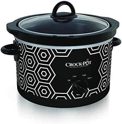 Crock-Pot 4.5 Quart Portable Slow Cooker – Black & White S11W