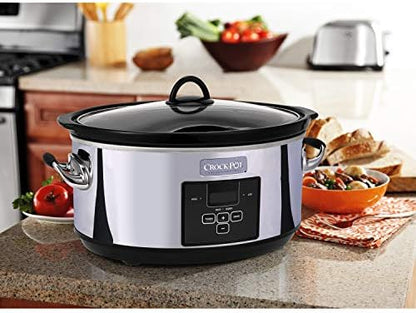 Crock-Pot 7 Quart Programmable Slow Cooker – Polished Platinum S23E